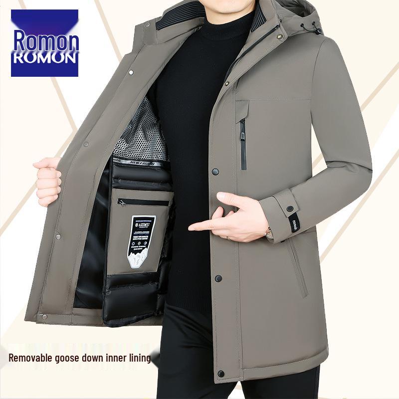 Romon Men's Mid-Length Thick Winter Goose Down Parka (2025 Edition)