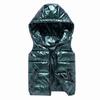 Glossy Sleeveless Puffer Jacket  Autumn and Winter New Padded Vest Short Cotton Waistcoat Jacket Hooded Vest