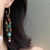 1 Pair Vintage Fish Tassels Enamel Long Hoop Earring for Women Gold Plated Alloy Lightweight Comfort for Casual and Party Wear