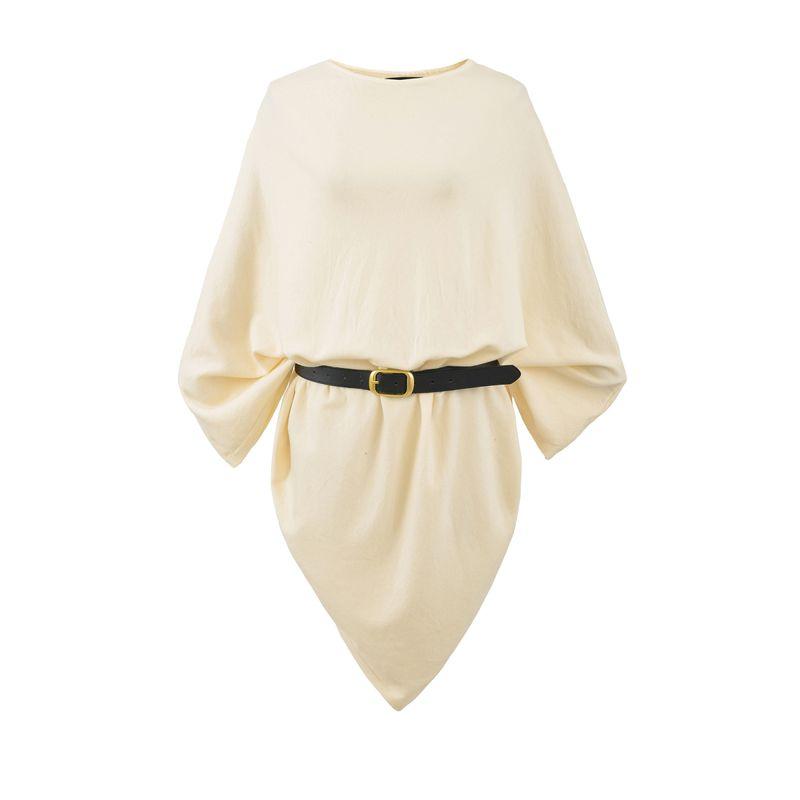 

Zbzr Autumn New Women clothes Western Style Fashion Irregular Loose Slimming round Neck Profile Knit Top Beige One size