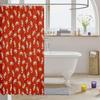 White Lobster Pattern Waterproof PEVA Fabric Shower Curtain with Hooks Red Solid Color Marine Life Theme Bathroom Decor180x200cm
