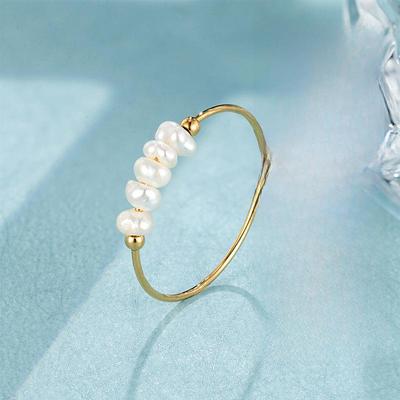Elegant Baroque Pearl Ring In 18K Gold - Luxurious, Non-Fading Titanium Steel Jewelry for Women