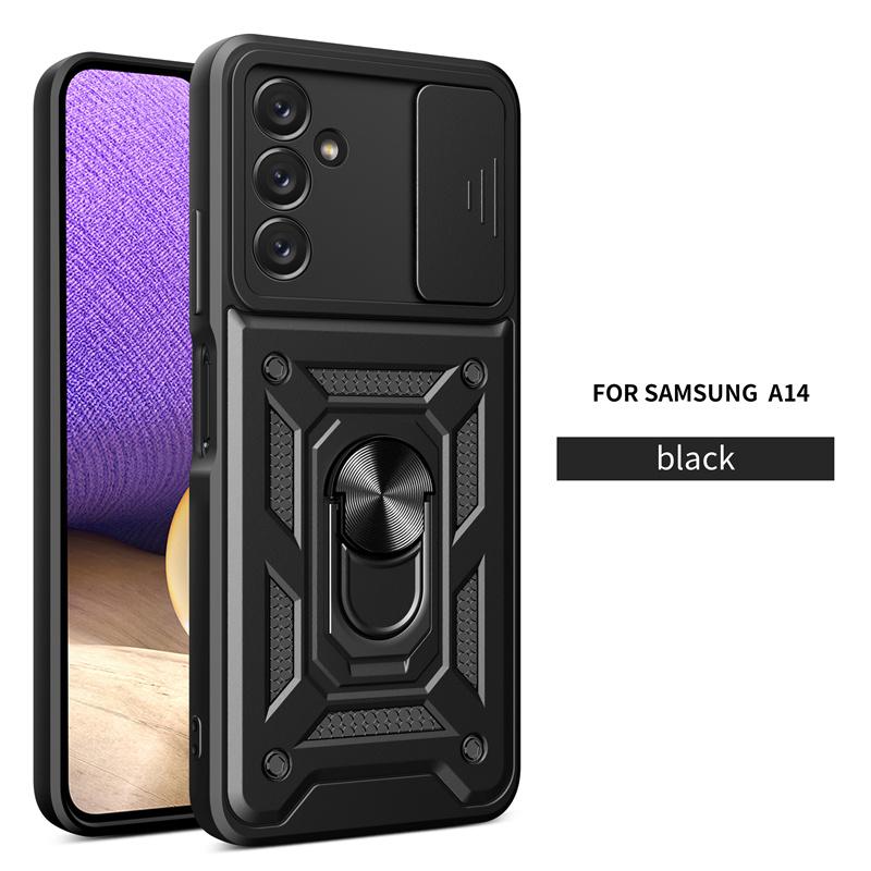 Slide Lens Camera Protect Shockproof Armor Phone Case For Samsung Galaxy A14 A24 A34 A54 5G 4G Cases Magnetic Ring Holder Cover