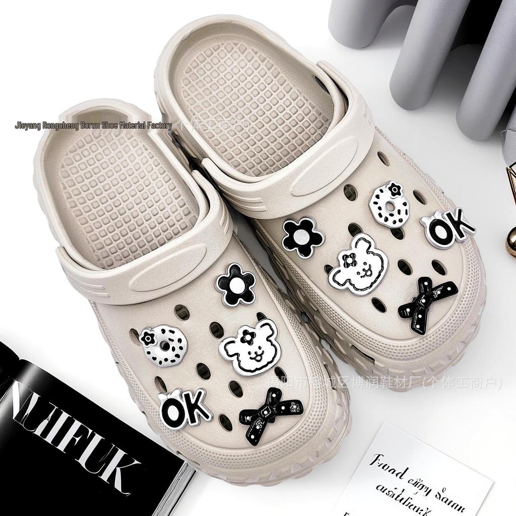 Matt Silber Welpen Herz Blume Schmuck Haarschmuck Clogs Handgefertigte Materialien