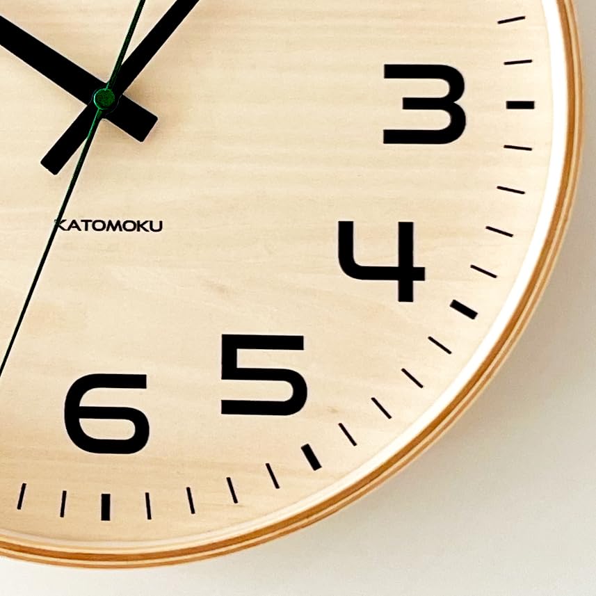 KATOMOKU Plywood Clock 23 Natural Wall Clock with Continuous Second Hand Controlled km-145NARC 304mm (radio Clock)