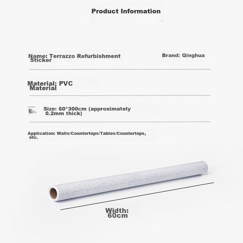 Qinghua Kitchen Oil-Proof Sticker, Stove Protection Film, Waterproof And Heat-Resistant Wallpaper, Cabinet Sticker, Water-Stone Pattern, 60*300cm