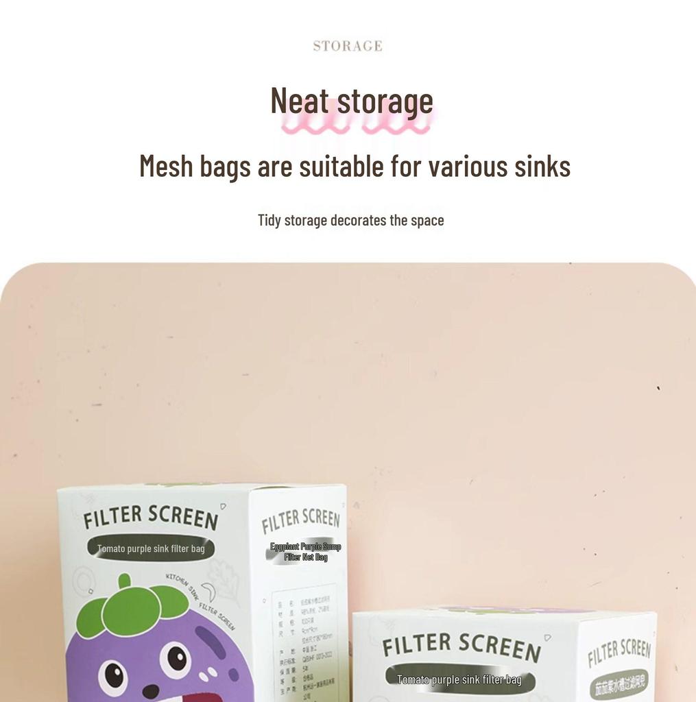Eggplant Purple Sink Filter Net Bag for Kitchen Drain and Vegetable Washing