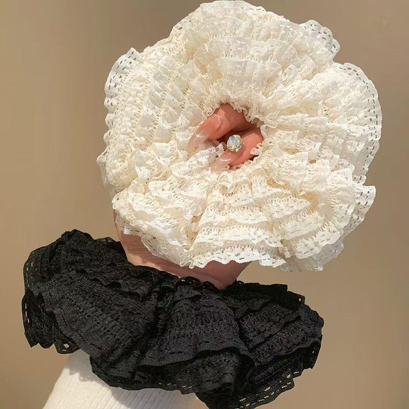 Elegant French Lace Wide Scrunchie Hair Band For Women Girls Hair Tied Band Head Rope Sweet Hair Ornament  Hair Accessory