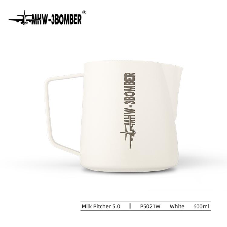 MHW-3BOMBER Nerezová konvička na pěnění mléka 500/600ml Cappuccino Latte Art Džbánek na pěnění mléka Elegantní příslušenství pro domácího baristu
