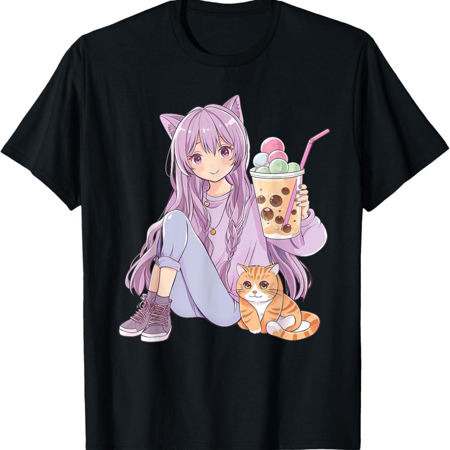 

Bubble Tea Boba Kawaii boby Gift Anime Girl T-Shirt XXXXXL чёрный