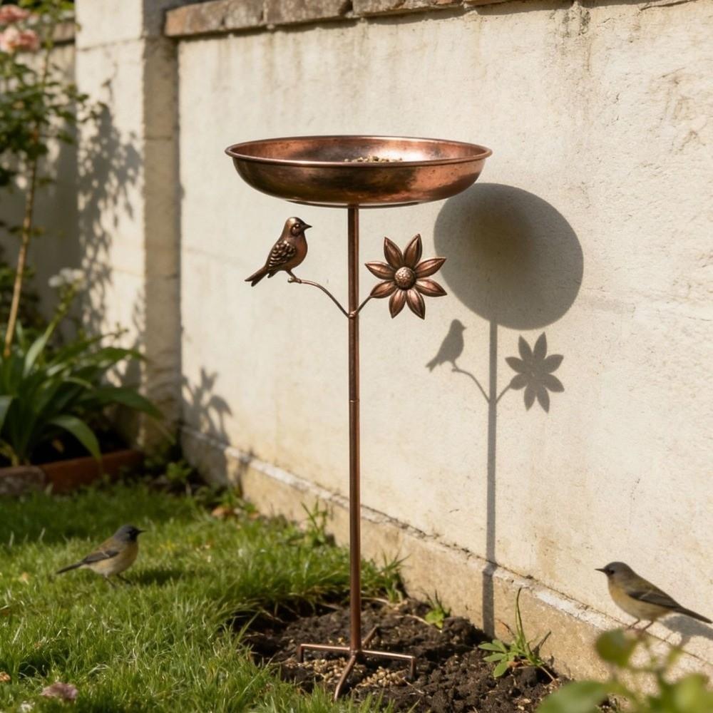 Retro Iron Garden Birdbath Rustproof Standing Bird Basin Hummingbird Feeder  Various Pet Birds