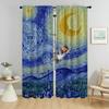 Set Of 2 Elegant Van Gogh Partition Tulle Bedroom Room Curtains Home Interior Window Curtain Halloween Decoration For Master Made Polyester