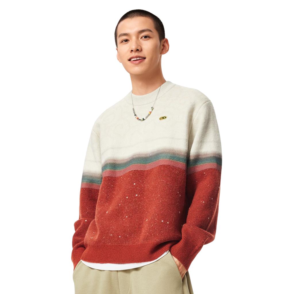 Li Ning Sports Lifestyle Series Round Neck Letter Logo Knit Sweater Men sweater AMBV387-1
