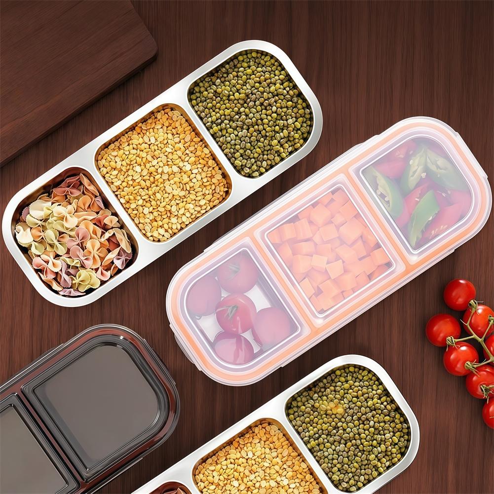 3Compartment Leak Proof Stainless Steel Snack Containers with Lid Small Food Lunch Box for Travel Picnic Camping