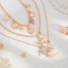 3pcs Bohemian Shell Starfish Pendant Necklace Ocean Series Multi-layered Alloy Pearl Clavicle Chain Necklaces for Women Summer Fashion Jewelry
