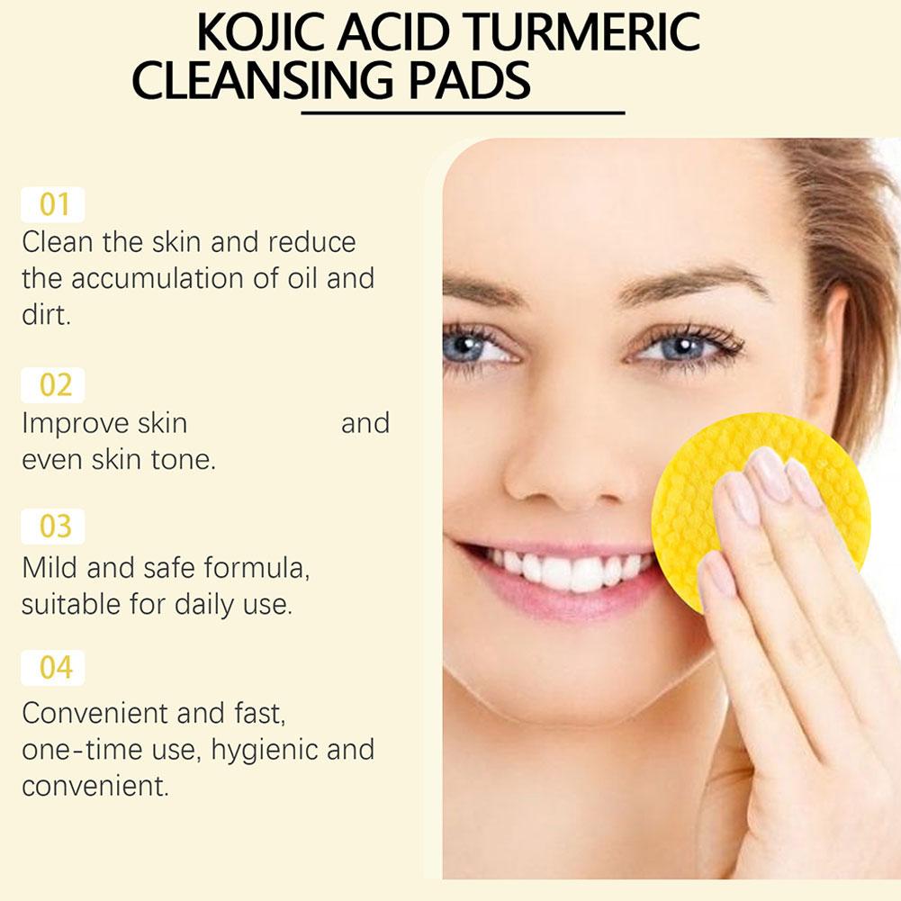 Turmeric Facial Cleansing Pads Exfoliating Makeup Removal Wipes Dead Skin Peeling Tool Smooth Skin Shrink Pores Gentle