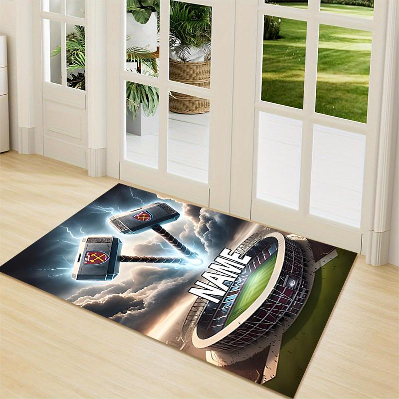 Custom Name Olympiacos FC Crest Carpet Rug Customizable Soft Washable Anti-Slip Home Living Room Sofa Mats Personalized Rug. 0909227