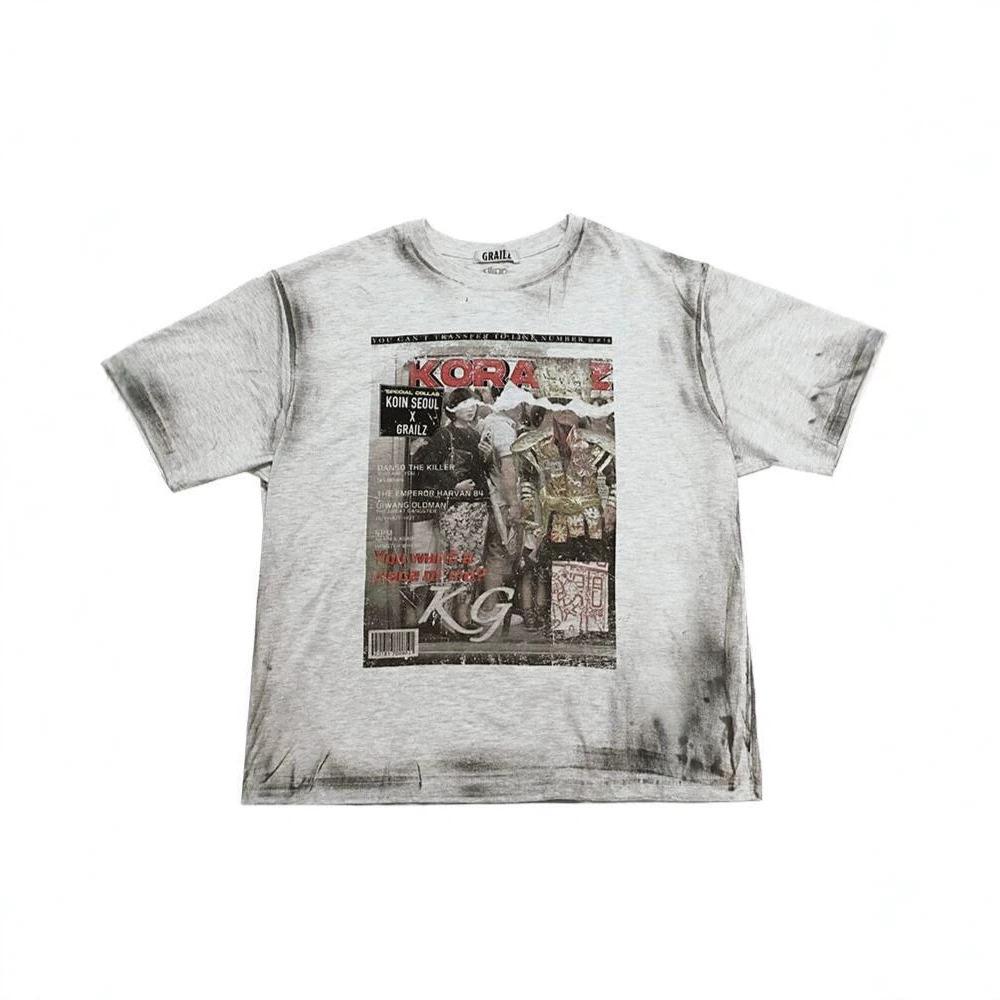 Grailz PROJECT G/R poster old dirty dyed hand-painted printed washed short-sleeved T-shirt for men and women
