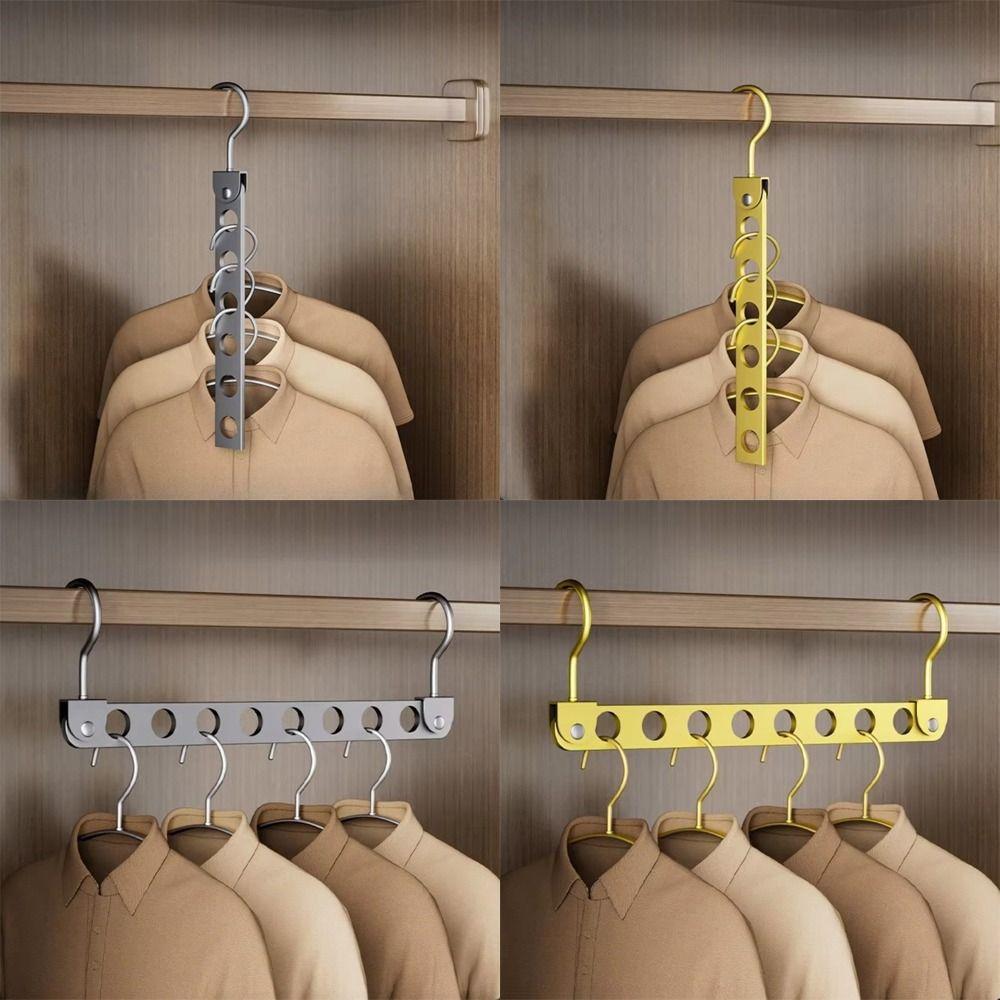 6/8 Holes Storage Rack Rotatable Foldable Wardrobe Space Saver Metal Material Space Saving Design Hook Rack Closet Storage