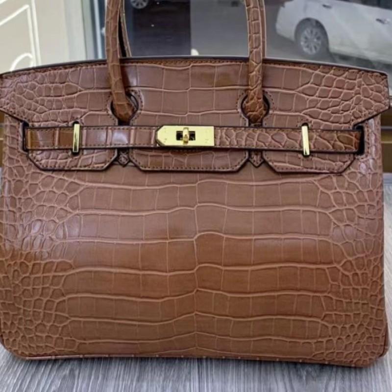 Yijinyuan 2024 Alligator Leather Platinum Bag Handbag Women Shoulder Fashionable Sweet Large-capacity