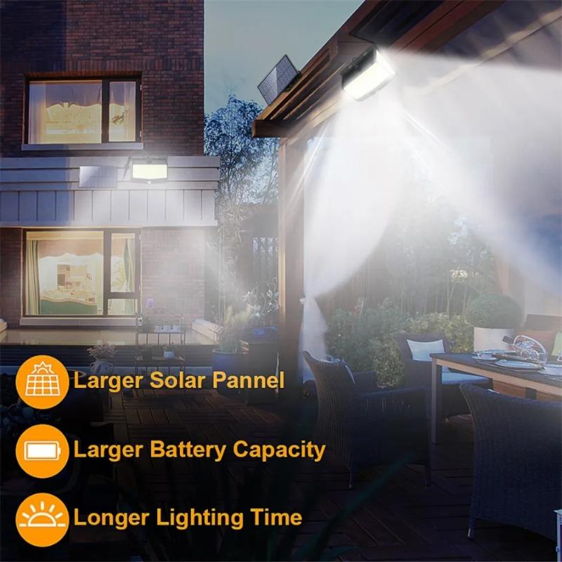 Solar Motion Lights Outdoor 468LED 3 Modes Solar Fence Lights Waterproof Solar Security Lights Yard Door Patio Garage Step 180° Lighting Angle