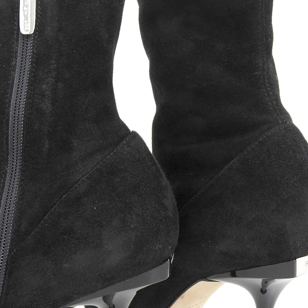 Sergio Rossi Suede Stretch Ankle Boots for Women, Black, Size 35 1/2, A85191 Shoes 35.5 blackUsed