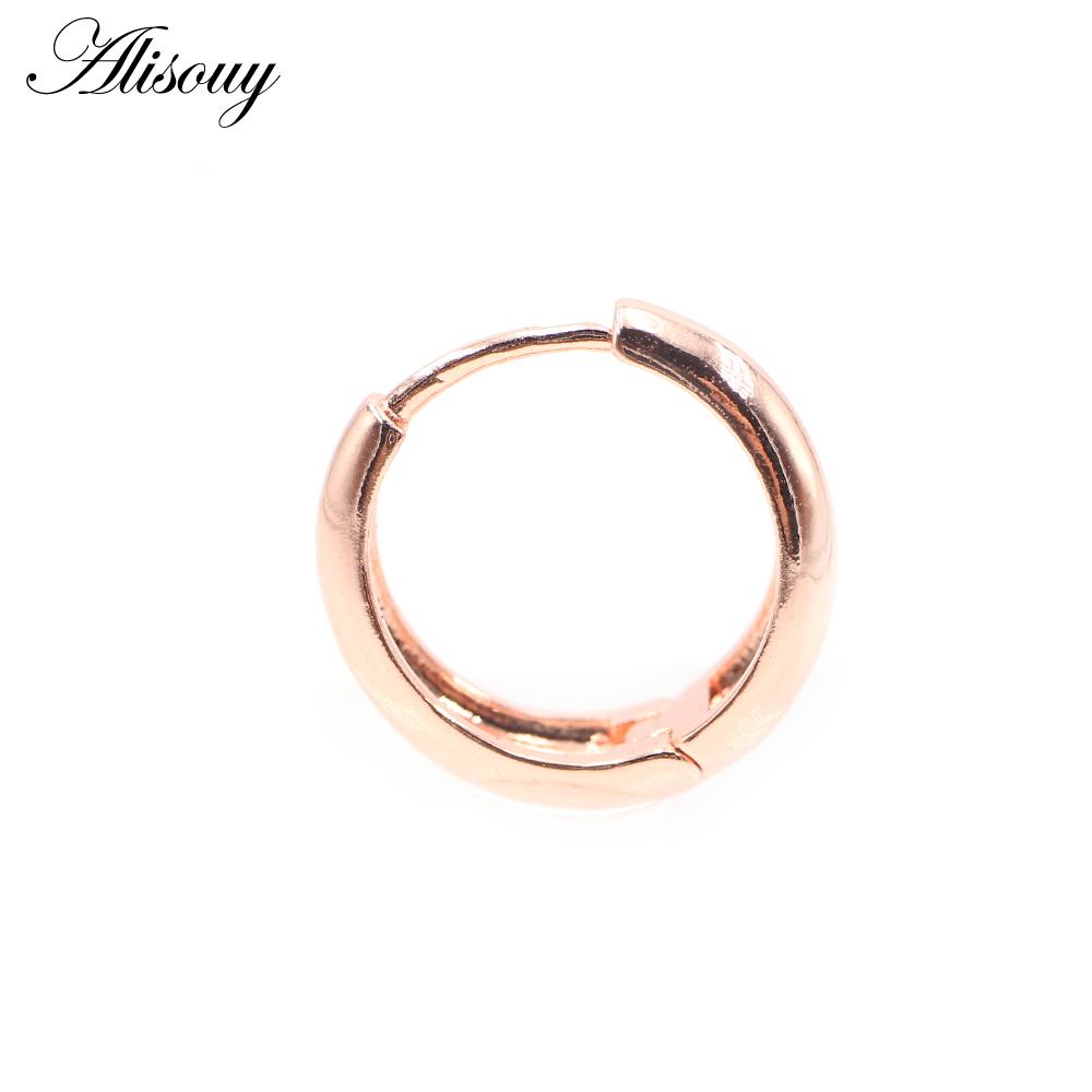 Alisouy 2pcs Copper Alloy Cute Curve Polishing Small Circle Round Hoop Earrings For Women Men Ear Cuff Brincos Hinged Jewelry