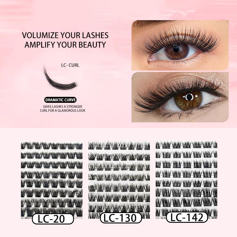14-Row D Curl Dense False Eyelash Cluster Pack - Mixed Style, Hot Melt Grafted, In Stock