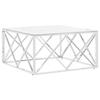 VidaXL Table basse argenté 80x80x40 cm acier inoxydable et verre 349971