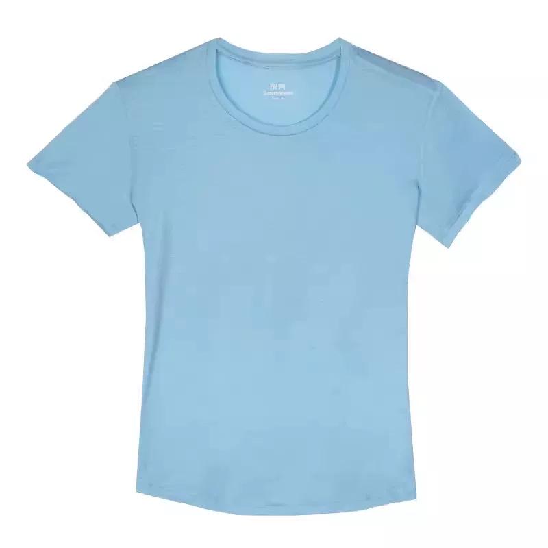 Women's Gray Shell Merino Wool Quick-Dry Hiking T-Shirt - Summer Outdoor Short Sleeve