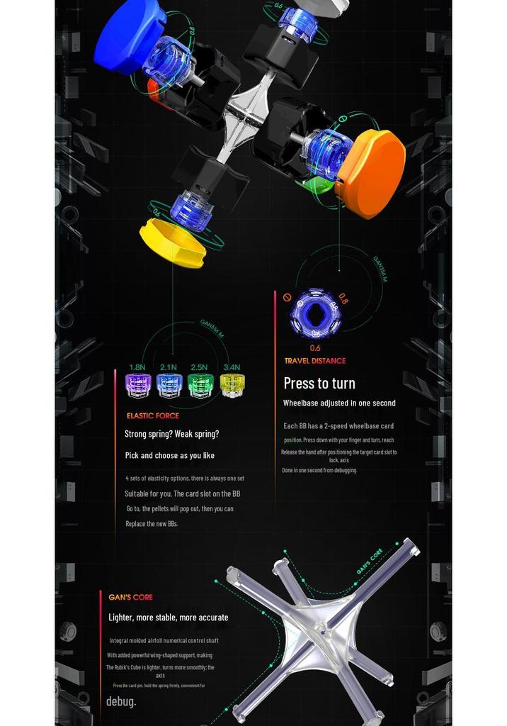 GANCUBE 356M 3x3 Magnetic Speed Cube - Professional Competition Speed, 4-Axis Distance, Matte Surface
