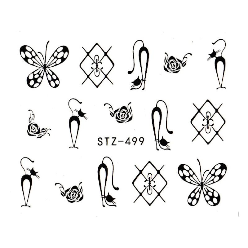 1 lapos vízáteresztő körömmatrica matrica körömdíszítés virág pillangó kaktusz levél geometria