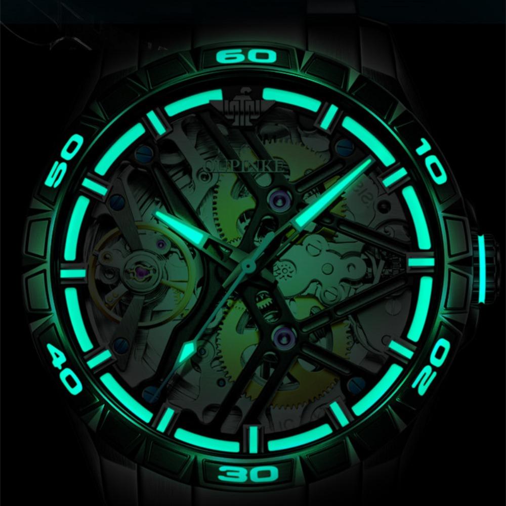 OUPINKE Men's Watch Waterproof Fully Automatic Mechanical Watch Full Hollow High -end Watch