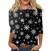 Women's Fashion Casual Christmas Tree Printed Round Neck Three-Quarter Sleeve T-Shirt Top