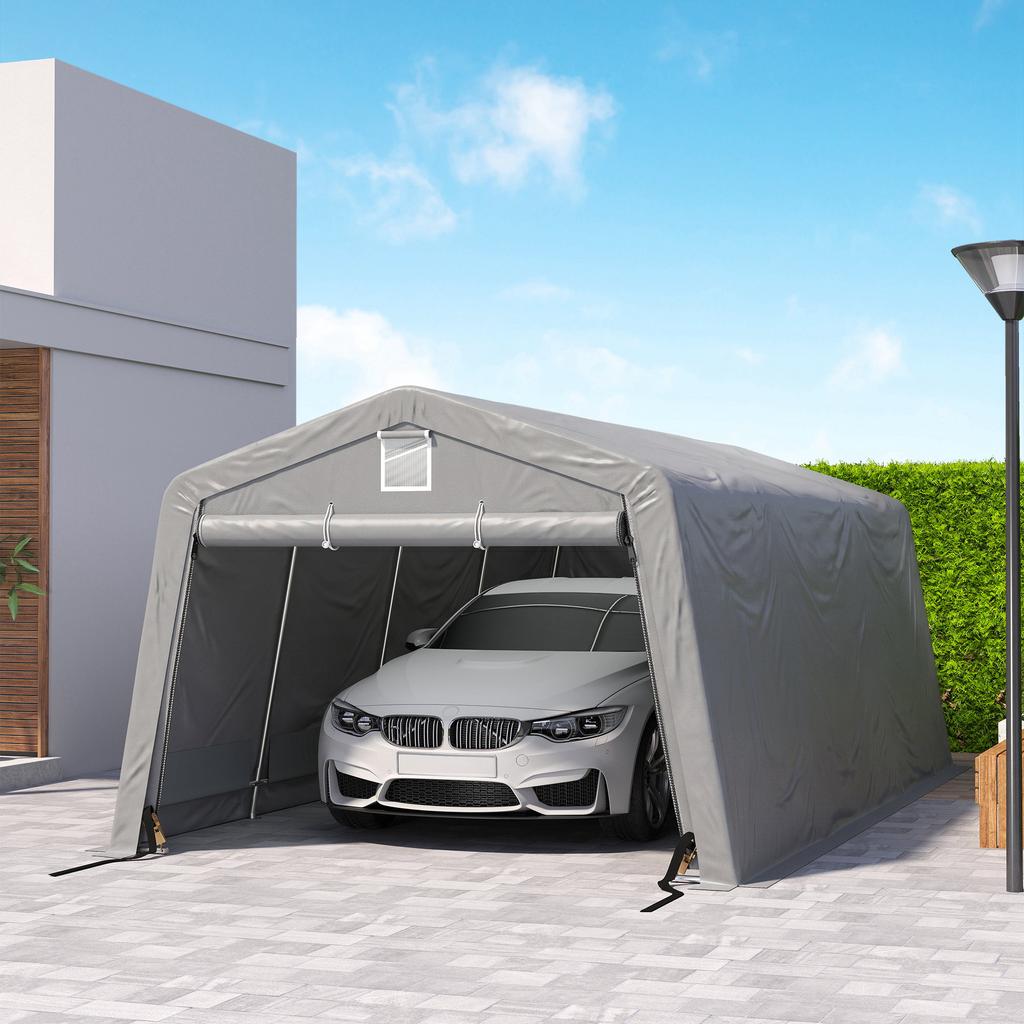 Garage Tent Carport Dim. 6.2L X 3.3W X 2.4H M Robust Galvanised Steel High-Density PE 150 G/m² Waterproof Anti-UV