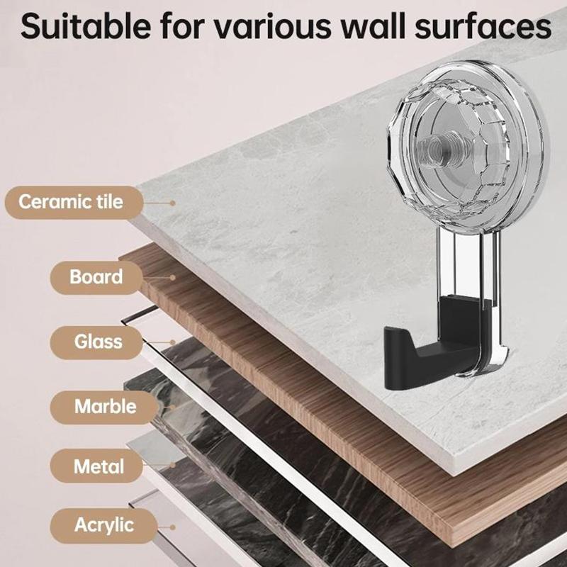 3pcs Removable Swivel Strong Suction Cup Hook Water And Moisture Resistant Suitable For Kitchen Bathroom