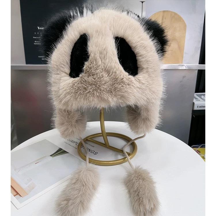 Cute Winter Imitation Fox Hair Red Panda Hat Warm Windproof Ear Hat Parent-child Bag Hat Lei Feng Hat Female