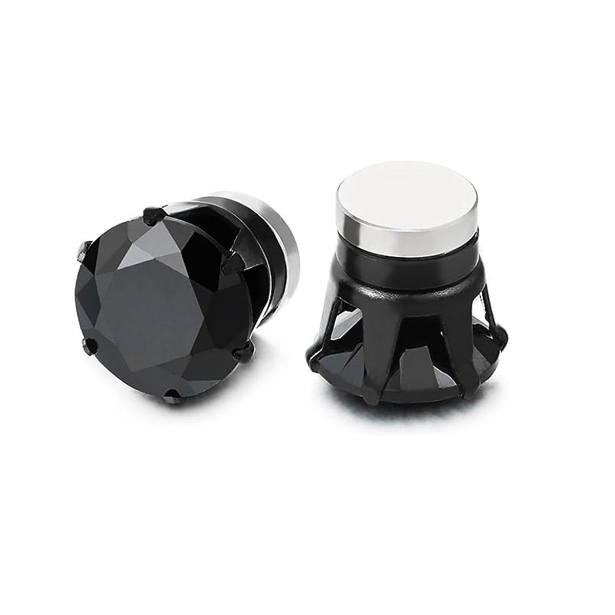 

1 Pairs Crystal Strong Magnetic Ear Stud Clip Earrings for Men Women Punk Round Zircon Magnet Earrings Non Piercing Jewelry Gift 8mm чорний