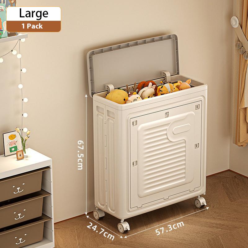 1PCS Children s Toy Storage Box Foldable Storage Box Transparent Visible Flip Lid Storage Box, Plastic, Easy to Move with Wheels