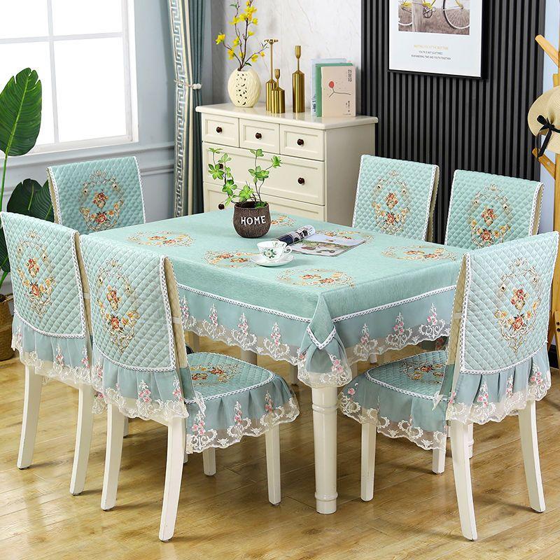 Luxury Chair Seats Covers Embroidered Table Cloths Modern Simple Rectangular Lace Table Cloth Dining Chair Covers Home Anti-dirty Cushion