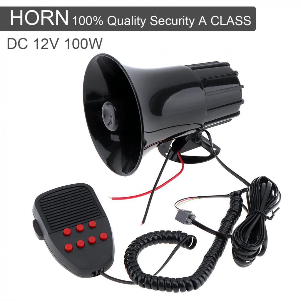 Car Electronic Warning Siren Motorcycle Alarm Firemen Ambulance Loudspeaker with MIC 100W 12V 3 Sound