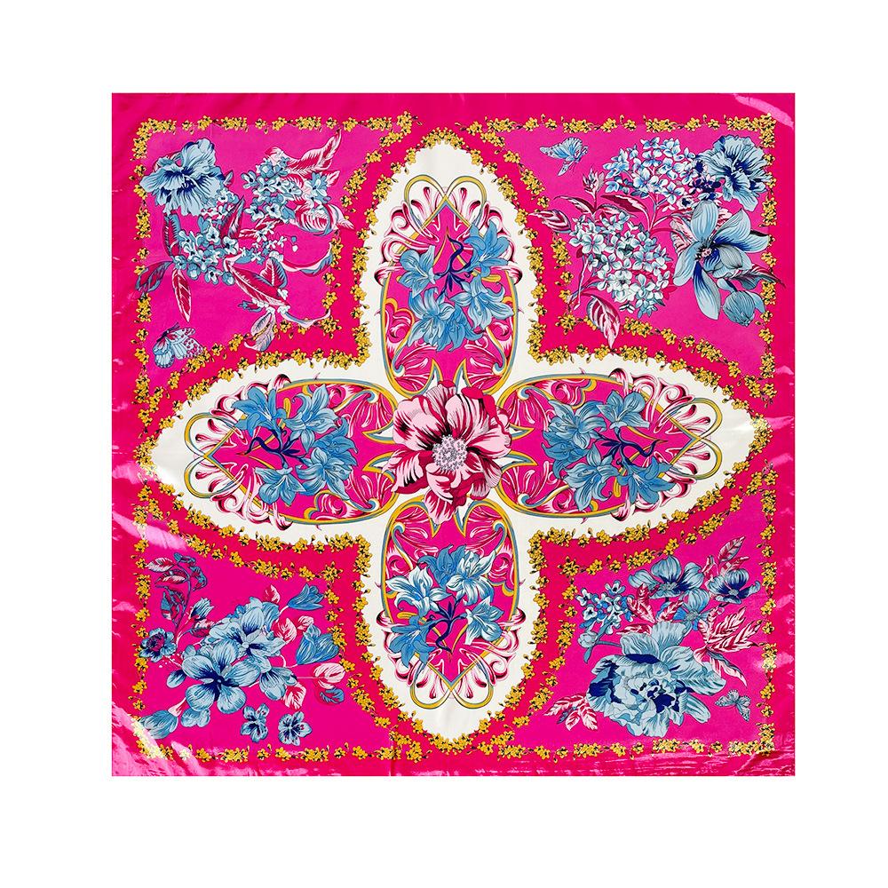 Classic Cashew-patterned Silk Scarf for Women, Shawl, Faux Silk Headscarf, 90cm Square Scarf