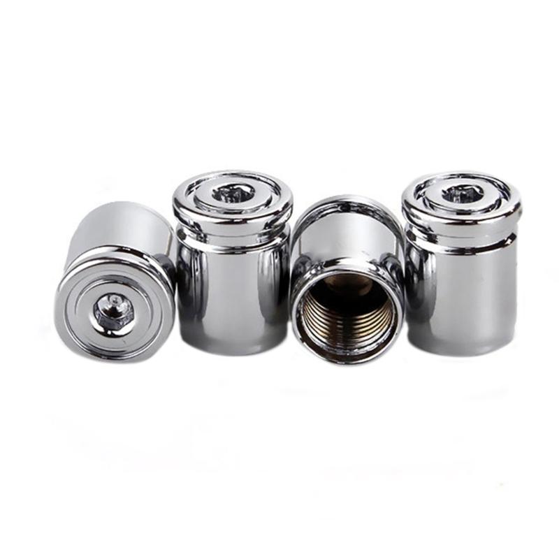 Zinc Alloy Valves Stem Caps Cover, 4Piece Set, with Airtights Rubber Seal Leak Proof for Wheels Motorbike Secure Parking