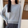 Women's 100% Wool Round Neck Long Sleeve Knitwear - Stylish Slimming Pullover for Autumn/Winter