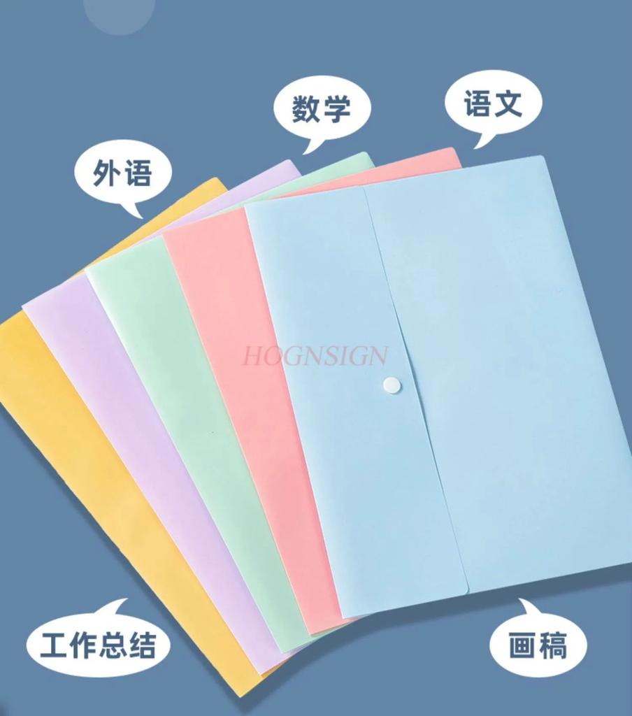 10pcs A4 thick plastic buckle file bag,thick folder, large capacity,office material storage bag, folder file bag