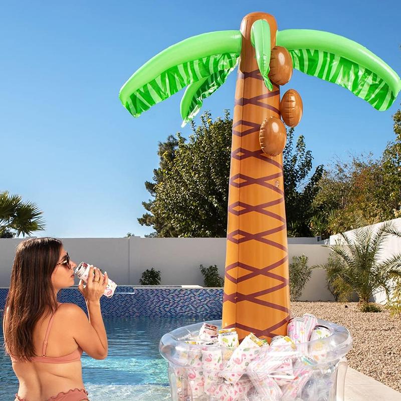 Inflatable Coconut Tree Drink Holder Hawaiian Summer Pool Birthday Party Decor Supplies Cooler Ice Bucket Blow Up Beverage Tray
