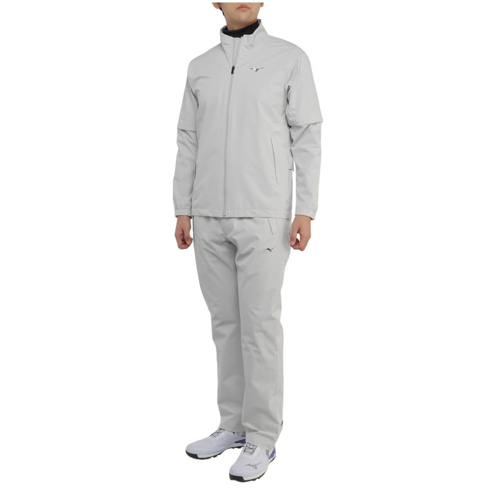 Golf Rainwear Top and Bottom Set Rain Suit Water Repellent Water Pressure Resistance or More Breathability 24H or More E2MGAA10 Light Gray M [Mizuno]