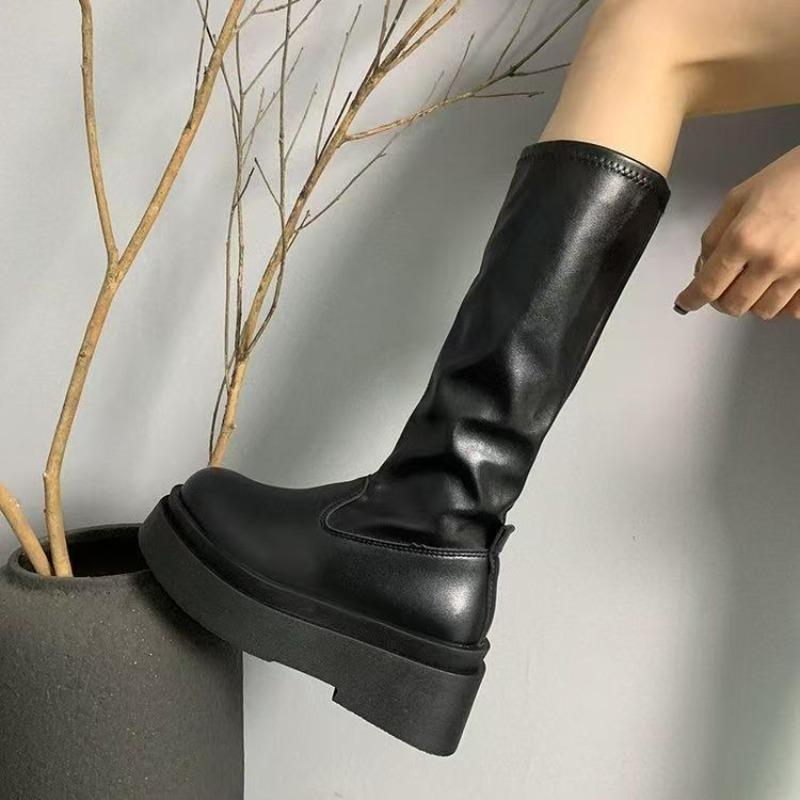 Fashion Platform Women's Long Boots Classical Elegant New Brand Shoes 2025 Designer Chelsea Knee Boots Dress Cozy Zapatillas De Mujer