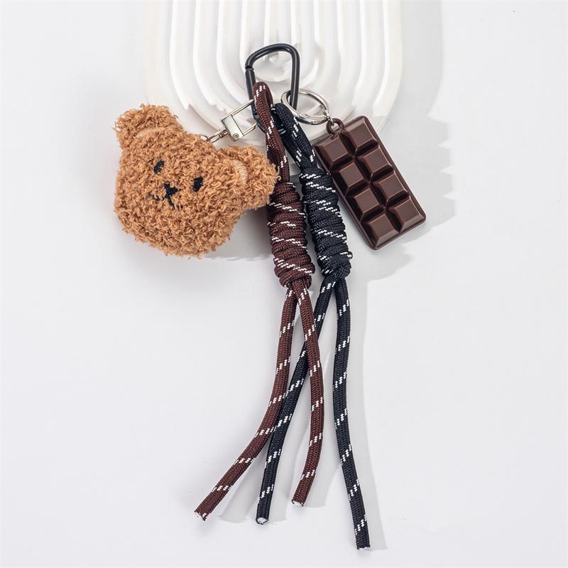 Y2K Braided Rope Bag Pendant High-grade Cute Plush Bear Keychain Pendant Fashion Bag Accessories for Women Girl