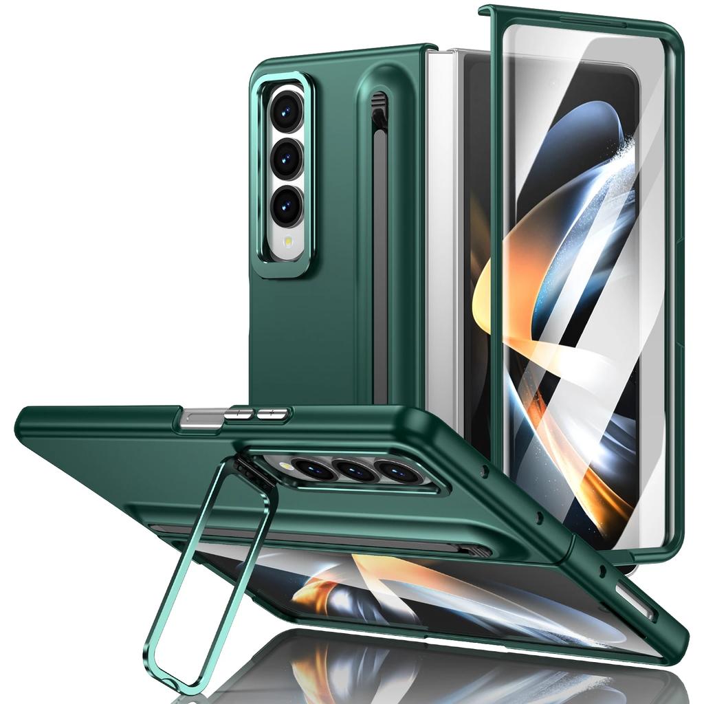 S držákem na stylusové pero Funda pouzdro na telefon pro Samsung Galaxy Z Fold 7 6 5 4 3 Přední sklo Kovový objektiv Stojánek PC Ochranný kryt Capa